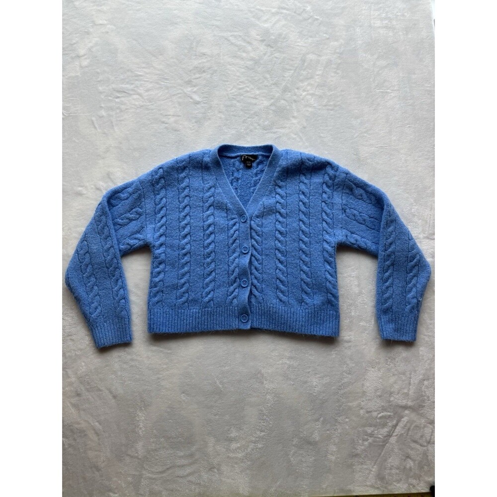 Art Class Girls Blue Cable Knit Cropped Cardigan Button Front Sweater Size M 7/8